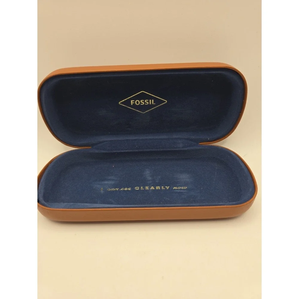 Fossil I Can See Clearly Now Brow. Leather Glasses Case